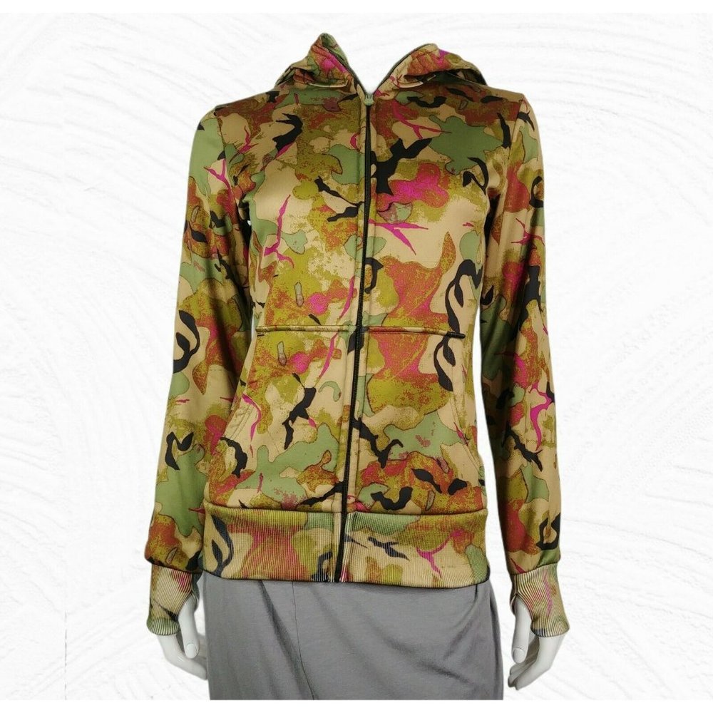 Burton Dryride hoodie Full Zip Up Camo Fleece Line